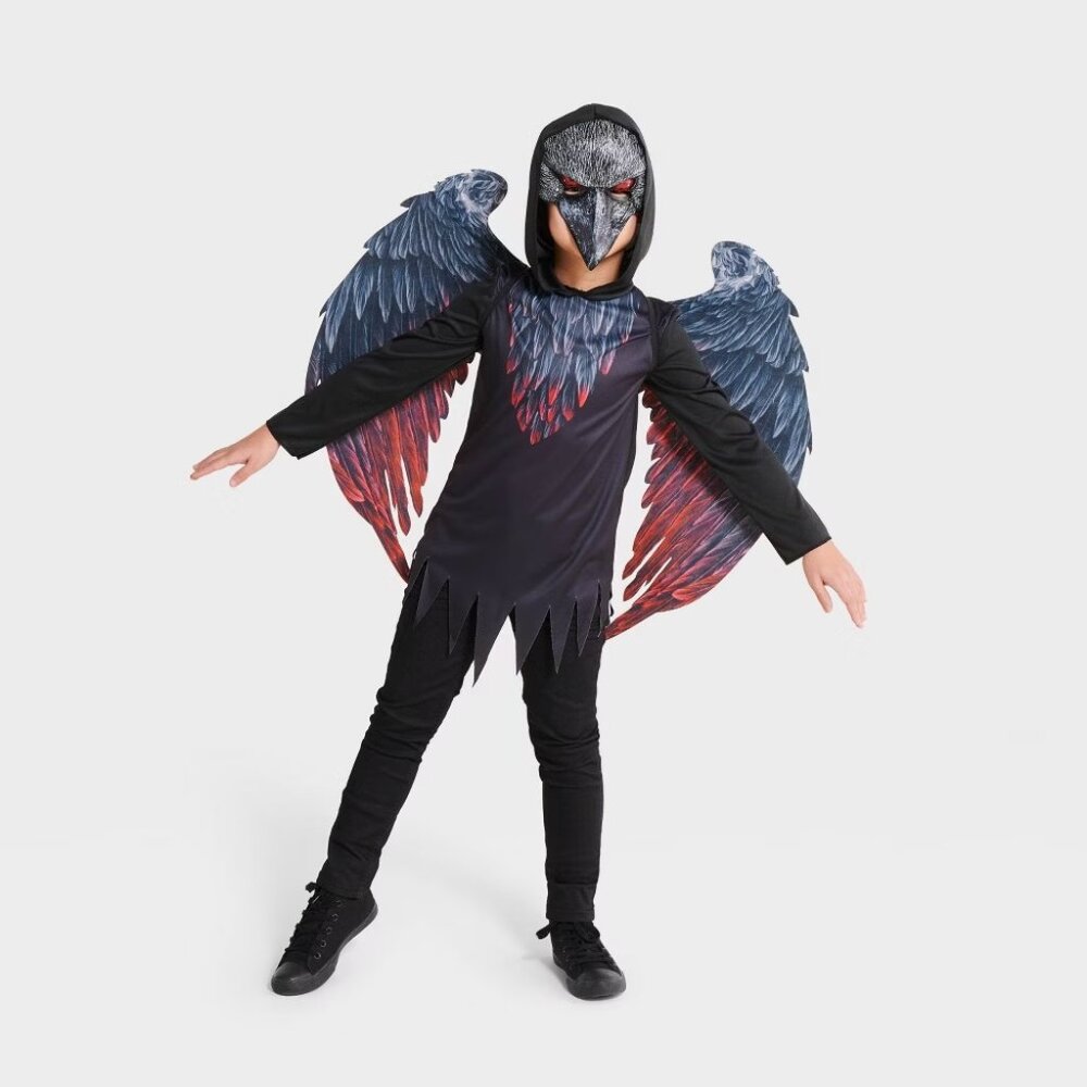 M Kids' Light Up Raven Halloween Costume Top with Accessories